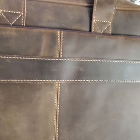 Luxorro Full-Grain Leather Laptop Bag Briefcase  for Men, 15.6-inch, Dark Brown - Picture 13 of 16